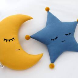 Yellow Mustard Crescent Moon Cushion For Nursery Decor, Baby Shower Gift Idea Dreamy Pillow Kids Boy Room Girl Bed Children Teepee Sky - thumbnail 2