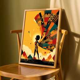 Afrocentric Woman Silhouette Art Print Modern Geometric Boho Decor - Poster Only - thumbnail 3