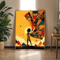 Afrocentric Woman Silhouette Art Print Modern Geometric Boho Decor - Poster Only - thumbnail 2