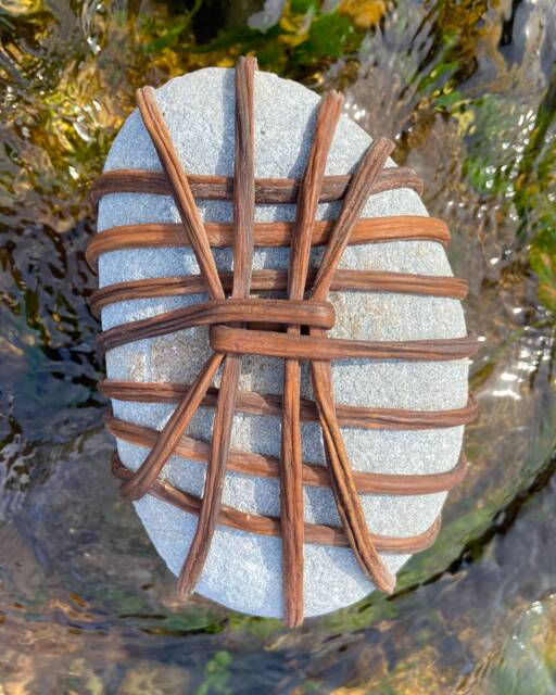 Four Bound Rivers - Xxl, Zen Rock Wrap, Meditation Stone, Kelp Fiber Wrapped - image 1