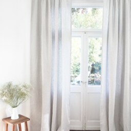 Gray Striped Heavy Linen Curtain Panel With Rod Pocket - thumbnail 3