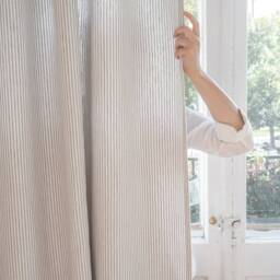 Gray Striped Heavy Linen Curtain Panel With Rod Pocket - thumbnail 2