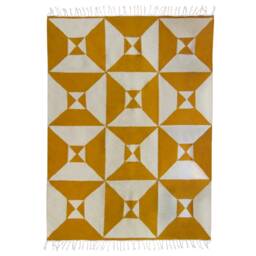 Cream Yellow Arrows Flatwoven Wool Kilim Rug Mustard Off-White Southwestern Scandinavian Minimalist 8x10 5x8 9x12 Area Accent Rug Runner - thumbnail 2