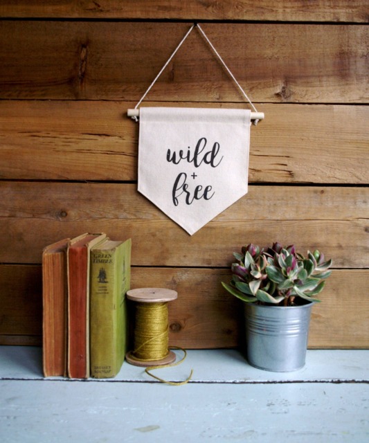 Canvas Wall Banner/Home Decor/Wild + Free/Wall Art/Quote Art - image 1
