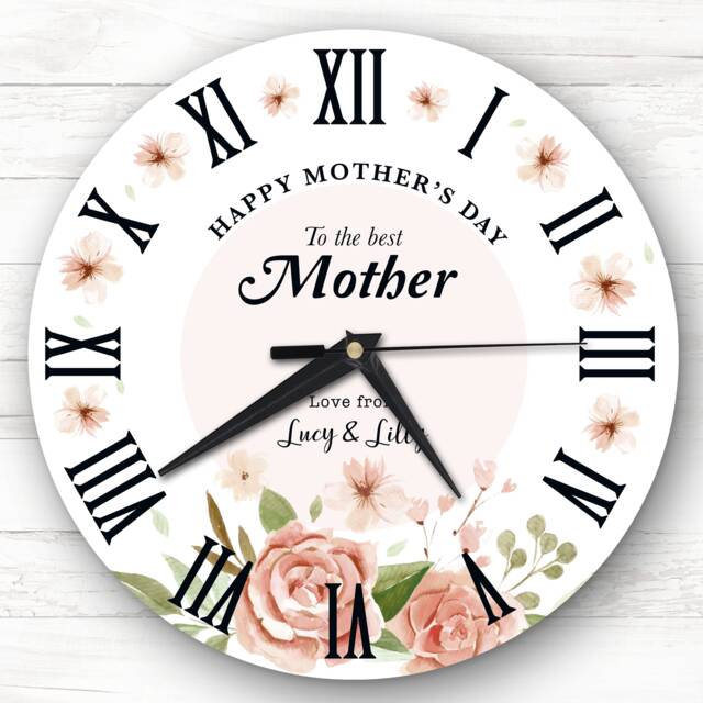 The Best Mother Watercolour Floral Mother's Day Gift Personalised Clock - image 1