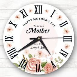 The Best Mother Watercolour Floral Mother's Day Gift Personalised Clock - thumbnail 1