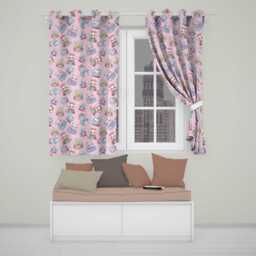 Cute Kawaii Christmas Pets Snow Globe Gifts Soft Pink Background Seamless Pattern Readymade Eyelet Ring Top Thermal 100% Blackout Curtains