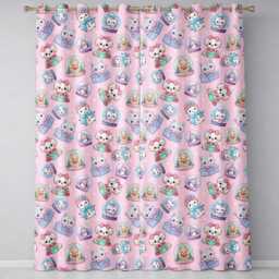 Cute Kawaii Christmas Pets Snow Globe Gifts Soft Pink Background Seamless Pattern Readymade Eyelet Ring Top Thermal 100% Blackout Curtains - thumbnail 2