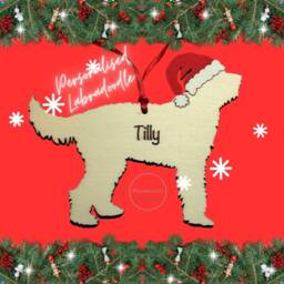 Personalised Labradoodle Christmas Ornament Hand-Painted Santa Hat - thumbnail 4