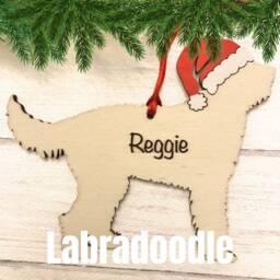 Personalised Labradoodle Christmas Ornament Hand-Painted Santa Hat - thumbnail 1