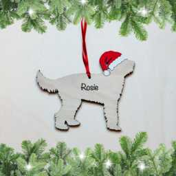 Personalised Labradoodle Christmas Ornament Hand-Painted Santa Hat - thumbnail 2