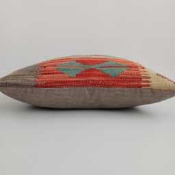 Afghan Handmade Cushion Cover, Decorative Throw Pillow, Kilim Rug Cover 16''x16''/44x41 cm - thumbnail 3