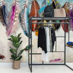 3D Feather Wallpaper, Colorful Bird Wing Wall Mural, Peel & Stick - thumbnail 2