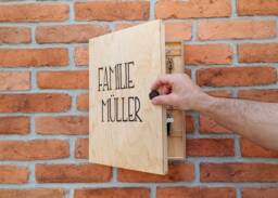 Personalized Natural Wooden Family Big Key Box, Hanging Hooks, Rustic Cay Cabinet, Storage, Wedding Gift, Housewarming Gift - thumbnail 1
