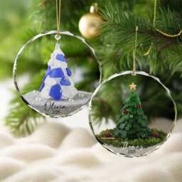 Personalized Seaglass Christmas Tree Ornament, Ceramic Family Gift, Glass Ocean Holiday Keepsake - thumbnail 3