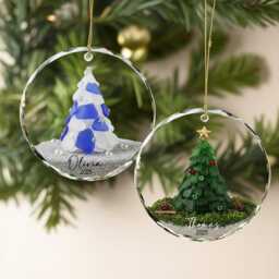 Personalized Seaglass Christmas Tree Ornament, Ceramic Family Gift, Glass Ocean Holiday Keepsake - thumbnail 2