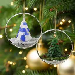 Personalized Seaglass Christmas Tree Ornament, Ceramic Family Gift, Glass Ocean Holiday Keepsake - thumbnail 4