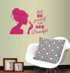 In-Style Decals Wall Vinyl Decal Home Decor Art Sticker Be Yourself You Are Beautiful Quote Girl With Rose Beauty Hair Salon Design 194 - thumbnail 2