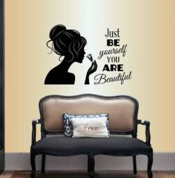 In-Style Decals Wall Vinyl Decal Home Decor Art Sticker Be Yourself You Are Beautiful Quote Girl With Rose Beauty Hair Salon Design 194 - thumbnail 1
