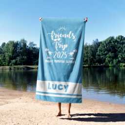 Custom Group Trip Summer Holiday Pool Party Vacation Mode Soft Highly Absorbent Beach Bath Sheet Towel Decoration Family Pet His Her Gift - thumbnail 3