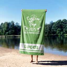 Custom Group Trip Summer Holiday Pool Party Vacation Mode Soft Highly Absorbent Beach Bath Sheet Towel Decoration Family Pet His Her Gift - thumbnail 2