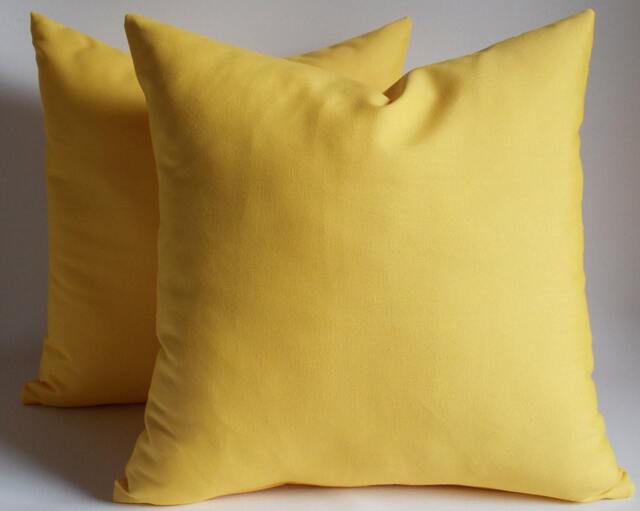 Set Of 2 Yellow Cotton Canvas Pillow Covers 20x20 Decorative Throw Pillows - image 1