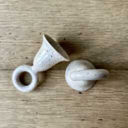 Ceramic Candle Snuffer - White Bell Extinguisher Speckled Accessory - thumbnail 3