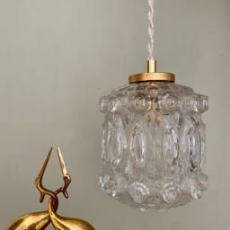 Vintage Molded Glass Globe Pendant Light - thumbnail 2