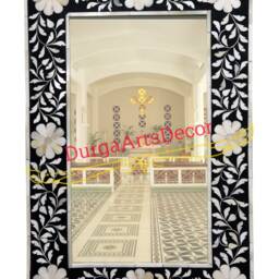 Designer Bone Inlay Floral Pattern Mirror Frame With Complimentary - thumbnail 3