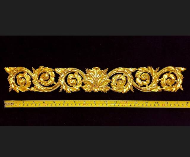 Large Gilt Or White French Style Decorative Ornate Onlay Applique Wall Furniture Moulding Pediment Plastic Decoration - image 1