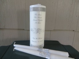 Personalized Unity Candle Set Silver Accents, Swarovski Crystals - thumbnail 1