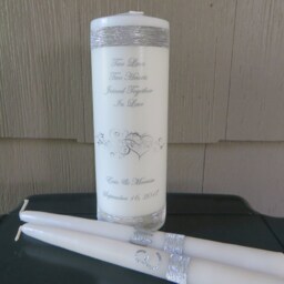 Personalized Unity Candle Set Silver Accents, Swarovski Crystals - thumbnail 3