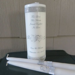 Personalized Unity Candle Set Silver Accents, Swarovski Crystals - thumbnail 2