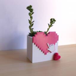 8-Bit Pixel Heart/Geometric Planter, Cute 3D Printed All Your Gift, Love Hearts Pottery - thumbnail 1