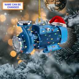 Custom Name Water Pump With Santa Hat & Christmas Lights Ornament, Tree Hanging Decor, Flat 2D Ornament