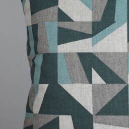 Blue Grey Geometric Handmade Cushion Cover, 40cm Or 45cm, Modern Abstract Shapes Mid Mod Zipped Pillow Cover - thumbnail 2
