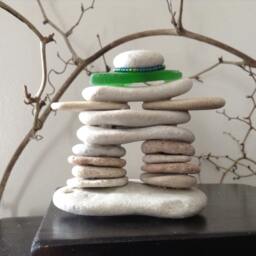 Stone Man Inuksuk Beach Stone Sculpture Cairn Stack, Art With Pebbles, Natural Structure, Legend, Good Fortune, Gift For Hiker - thumbnail 4