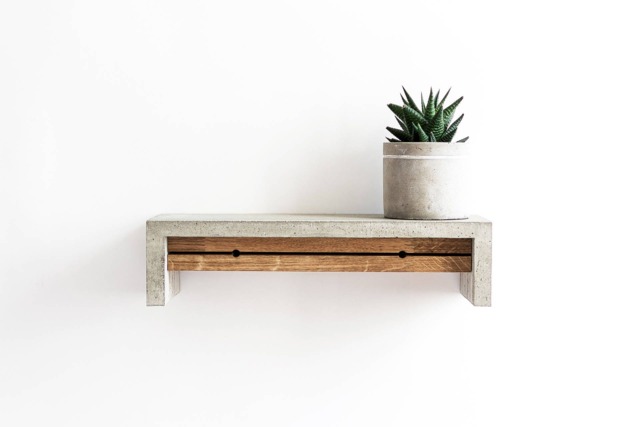 Entryway Key Holder & Organizer, Concrete Hanger For Wall, Minimalist Floating Shelf, Hallway Board - image 1
