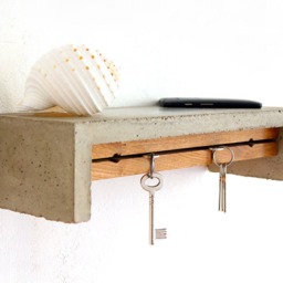 Entryway Key Holder & Organizer, Concrete Hanger For Wall, Minimalist Floating Shelf, Hallway Board - thumbnail 2