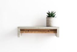 Entryway Key Holder & Organizer, Concrete Hanger For Wall, Minimalist Floating Shelf, Hallway Board - thumbnail 1