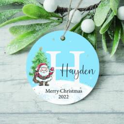 Personalised Initial Ceramic Christmas Bauble, Santa Ornament - thumbnail 2