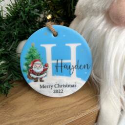 Personalised Initial Ceramic Christmas Bauble, Santa Ornament - thumbnail 3