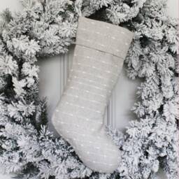 Neutral Christmas Stocking With Customizable Tag - Personalized Xmas Family Stockings Farmhouse - thumbnail 3