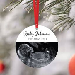 Personalised Baby Scan Bauble - Christmas Gift From The Bump Tree Decoration Sonogram Preganancy Announcement - thumbnail 1