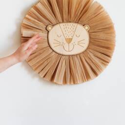 Lion Face Raffia Wall Hanging, Safari Jungle Nursery, Head Boho Nursery Decor - thumbnail 2