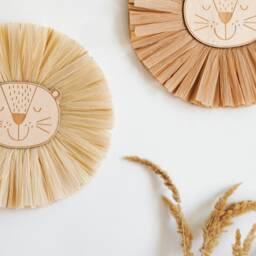 Lion Face Raffia Wall Hanging, Safari Jungle Nursery, Head Boho Nursery Decor - thumbnail 3