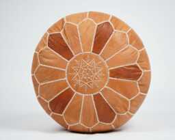 Next Day Delivery Prefilled Brown Leather Moroccan Pouf Handmade Ottoman Footstool - thumbnail 1