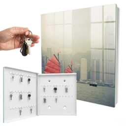 Nostalgia Of The City Wall Mounted Key Cabinet, Gray Industrial Box, Photographic Cities, For Lovers Travel & Modern Life - thumbnail 2