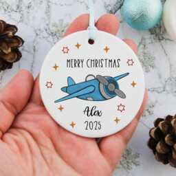 Personalised Aeroplane Christmas Ornament - Custom Pilot Gift, Travel-Themed Tree Decoration, Aviation Keepsake For Holiday Travelers - thumbnail 2