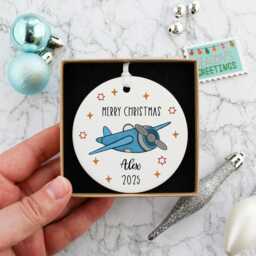 Personalised Aeroplane Christmas Ornament - Custom Pilot Gift, Travel-Themed Tree Decoration, Aviation Keepsake For Holiday Travelers